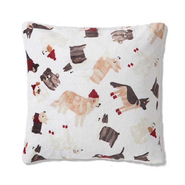 Cuddl Duds Ivory Dogs Plush Decorative Pillow