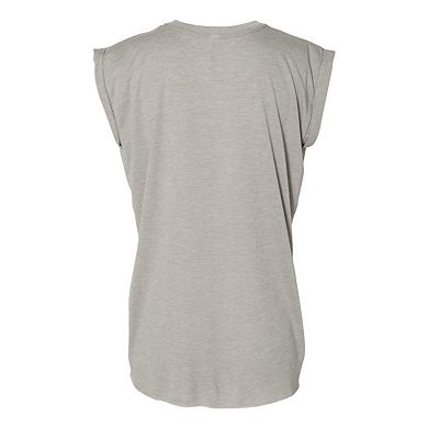 BELLA + CANVAS Womens Flowy Rolled Cuffs Muscle Tee