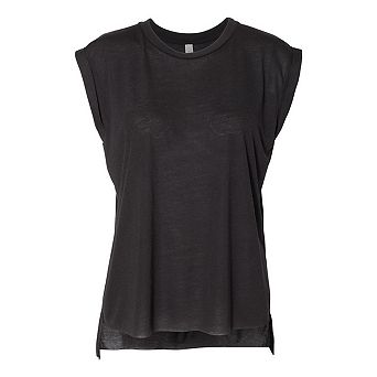 BELLA + CANVAS Womens Flowy Rolled Cuffs Muscle Tee