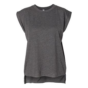 BELLA + CANVAS Womens Flowy Rolled Cuffs Muscle Tee