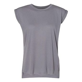 BELLA + CANVAS Womens Flowy Rolled Cuffs Muscle Tee