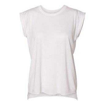 BELLA + CANVAS Womens Flowy Rolled Cuffs Muscle Tee