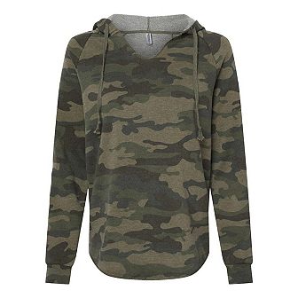 Independent Trading Co. Womens Lightweight California Wave Wash Hooded Sweatshirt