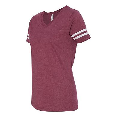 Lat Women's Football V-neck Fine Jersey Tee