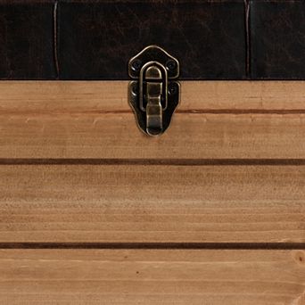 Baxton Studio Edmund Faux Leather & Wood Storage Ottoman