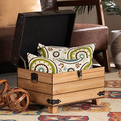 Baxton Studio Edmund Faux Leather & Wood Storage Ottoman