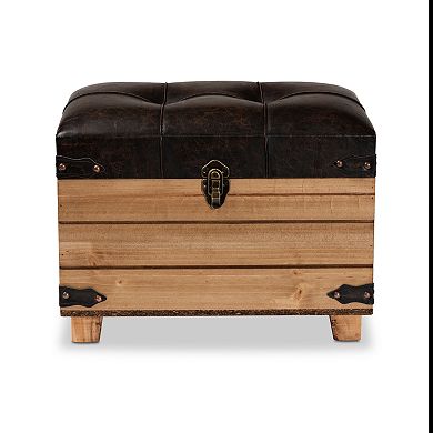 Baxton Studio Edmund Faux Leather & Wood Storage Ottoman