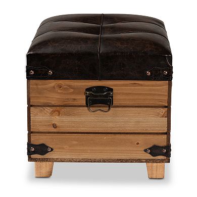 Baxton Studio Edmund Faux Leather & Wood Storage Ottoman