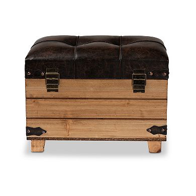 Baxton Studio Edmund Faux Leather & Wood Storage Ottoman