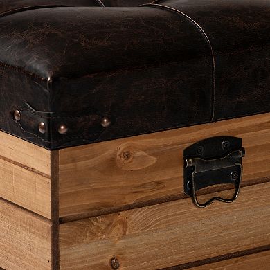 Baxton Studio Edmund Faux Leather & Wood Storage Ottoman