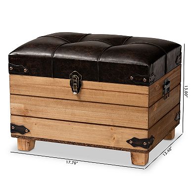 Baxton Studio Edmund Faux Leather & Wood Storage Ottoman