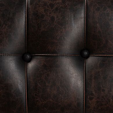 Baxton Studio Edmund Faux Leather & Wood Storage Ottoman
