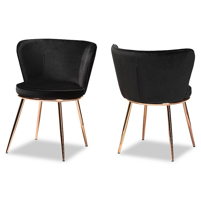 Baxton Studio Farah Upholstered Dining Chair 2-piece Set, Black