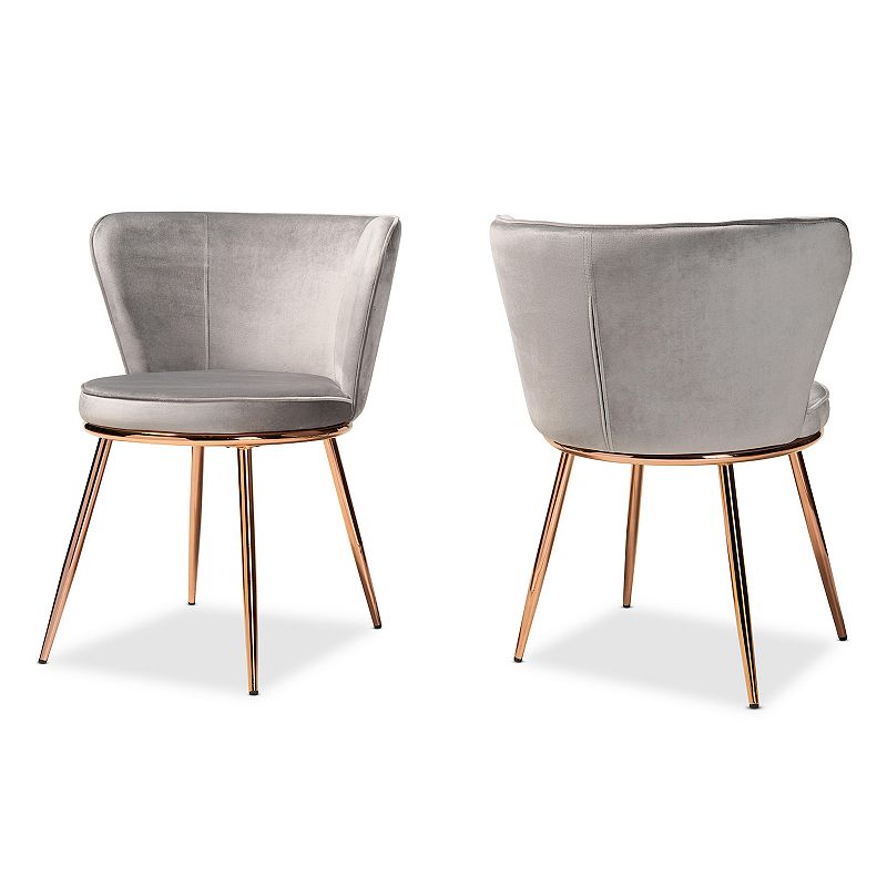 Baxton Studio Farah Upholstered Dining Chair 2-piece Set, Grey