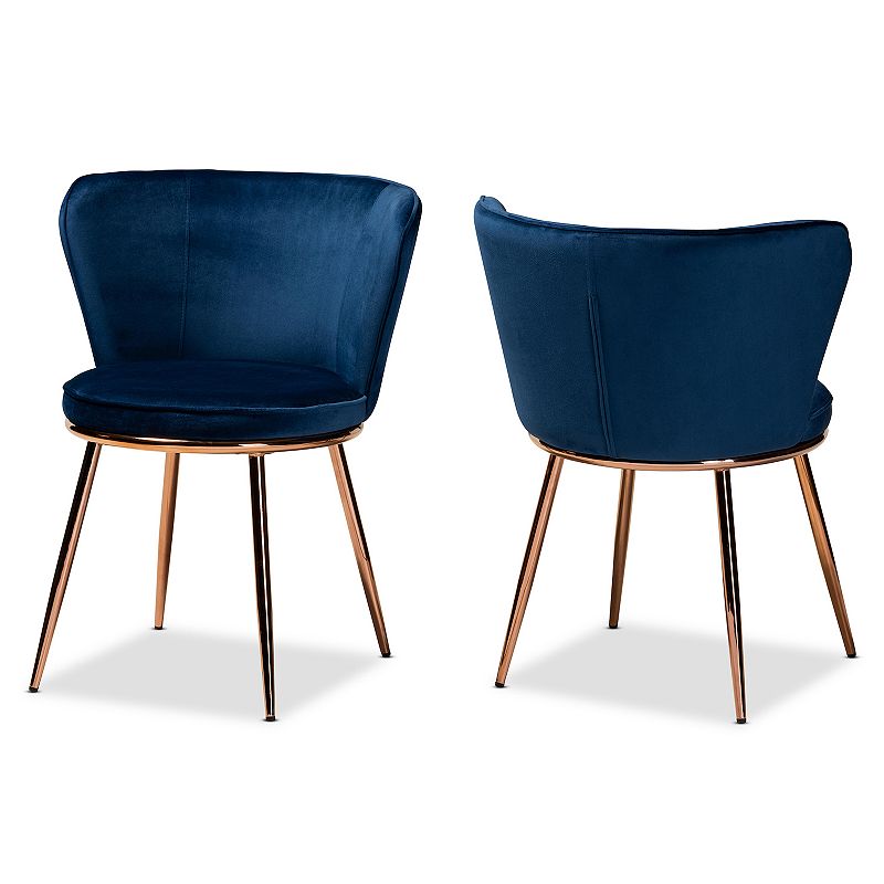 Baxton Studio Farah Upholstered Dining Chair 2-piece Set, Blue
