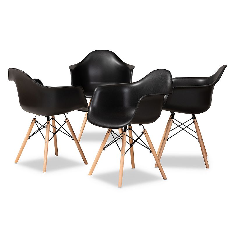 Baxton Studio Galen Dining Chair 4-Piece, Black