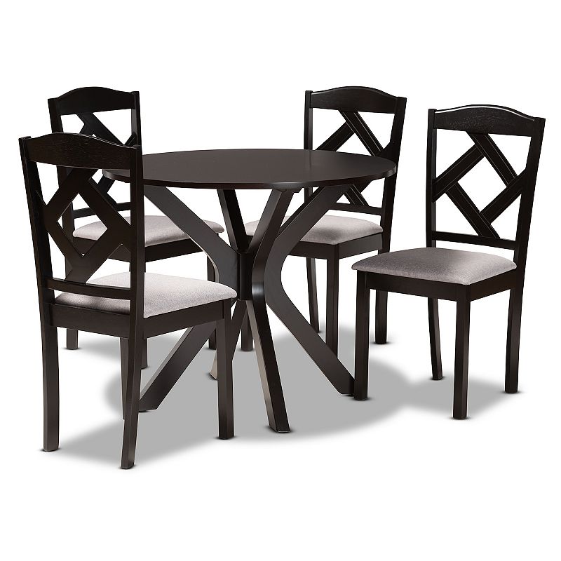 Baxton Studio Carlin Dining Table & Chair 5-piece Set, Grey