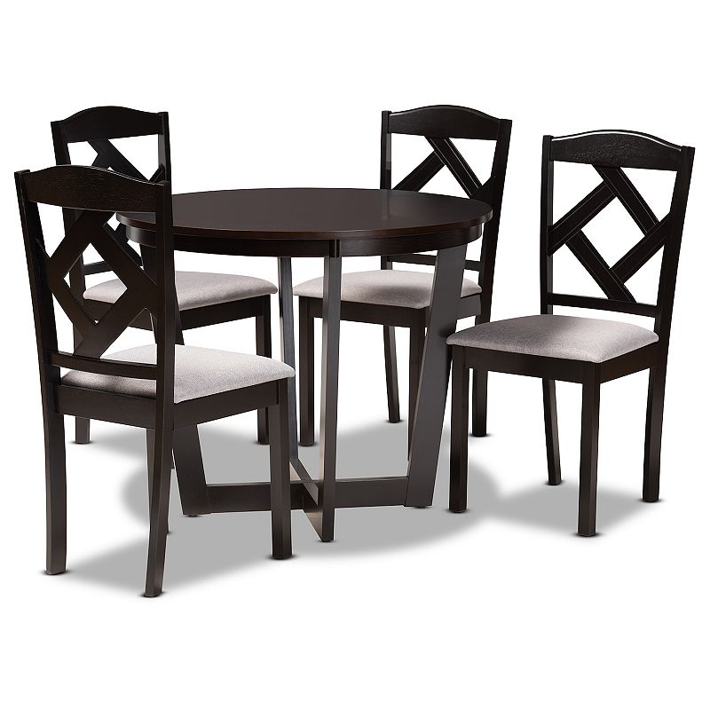 Baxton Studio Morigan Dining Table & Chair 5-piece Set, Grey