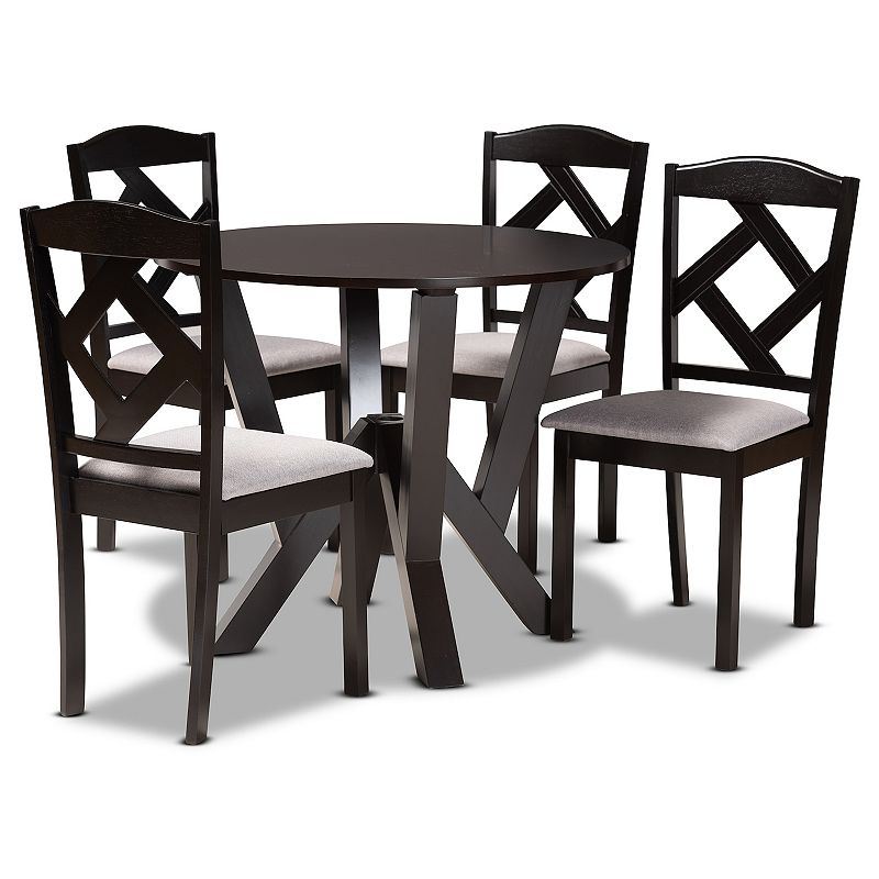 Baxton Studio Riona Dining Table & Chair 5-piece Set, Grey