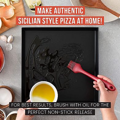 Chef Pomodoro Sicilian Deep Dish Square Pizza Pan, Non-stick Aluminum