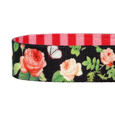 Blueberry Pet Rose Flower Print Padded Dog Collar