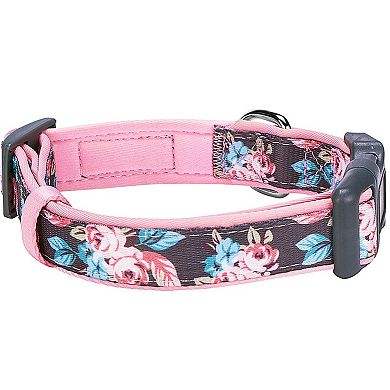 Blueberry Pet Rose Flower Print Padded Dog Collar