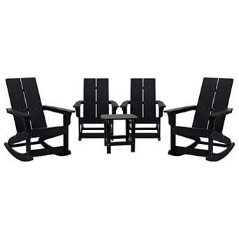 Merrick Lane Patio Set with Adirondack Rocking Chairs & Side Table