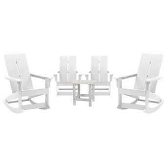 Merrick Lane Patio Set with Adirondack Rocking Chairs & Side Table