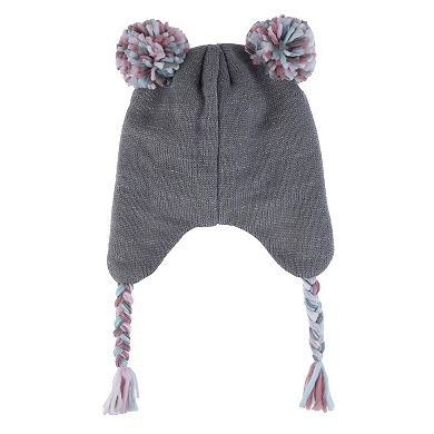 Girls Elli by Capelli Sleepy Owl Knit Earflap Hat & Magic Gloves Set