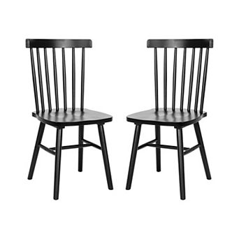 Merrick Lane Torrin Set of Two Premium Solid Wood Spindle Back Dining Chairs with Saddle Seats and Floor Protectant Felt Pads
