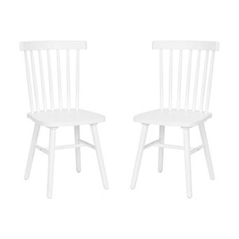 Merrick Lane Torrin Set of Two Premium Solid Wood Spindle Back Dining Chairs with Saddle Seats and Floor Protectant Felt Pads