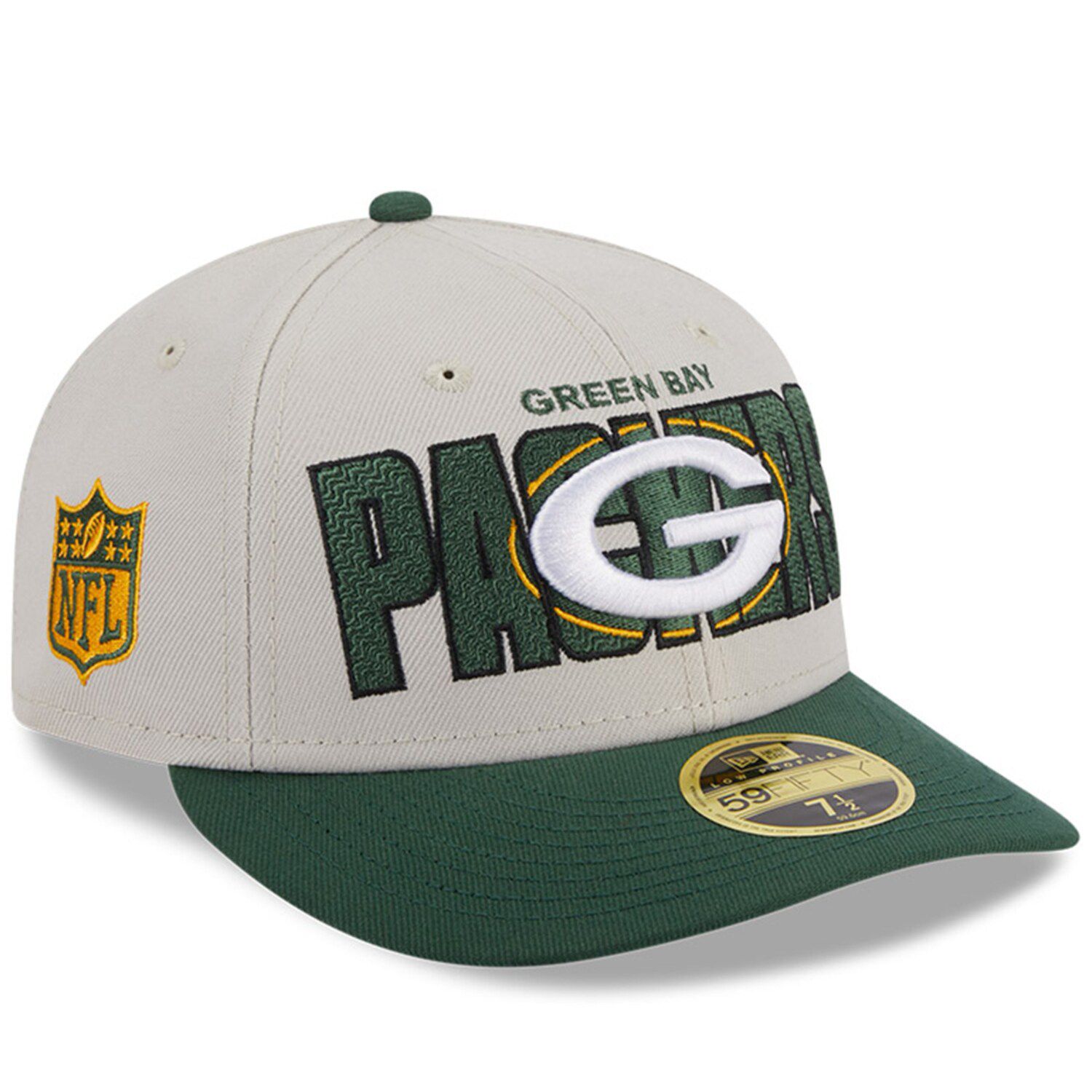 New Era Green Bay Packers Cream/Green 2022 Sideline 59FIFTY Fitted Hat