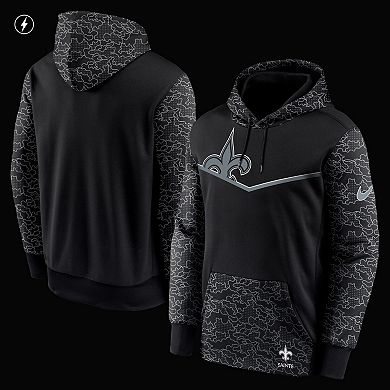 Men's Nike Black New Orleans Saints RFLCTV Chevron Pullover Hoodie