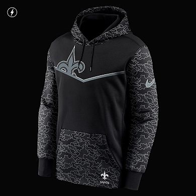 Men's Nike Black New Orleans Saints RFLCTV Chevron Pullover Hoodie