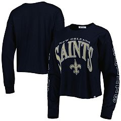 Women's Wear by Erin Andrews White New Orleans Saints Celebration Cropped Long Sleeve T-Shirt