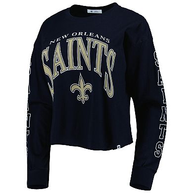 Women's '47 Black New Orleans Saints Skyler Parkway Cropped Long Sleeve T-Shirt