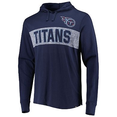 Men's '47 Navy Tennessee Titans Field Franklin Hooded Long Sleeve T-Shirt