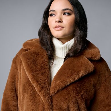Women's Simply Vera Vera Wang Long Faux-Fur Coat