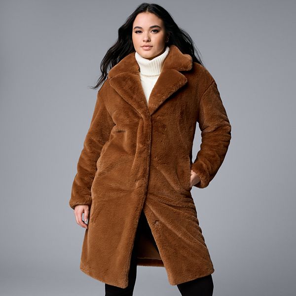 Women's Simply Vera Vera Wang Long Faux-Fur Coat