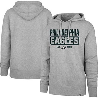 Men's '47 Heather Gray Philadelphia Eagles Box Out Headline Pullover Hoodie