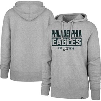 Men's '47 Heather Gray Philadelphia Eagles Box Out Headline Pullover Hoodie