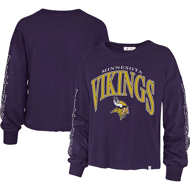 Women's '47 Purple Minnesota Vikings Skyler Parkway Cropped Long Sleeve T- Shirt