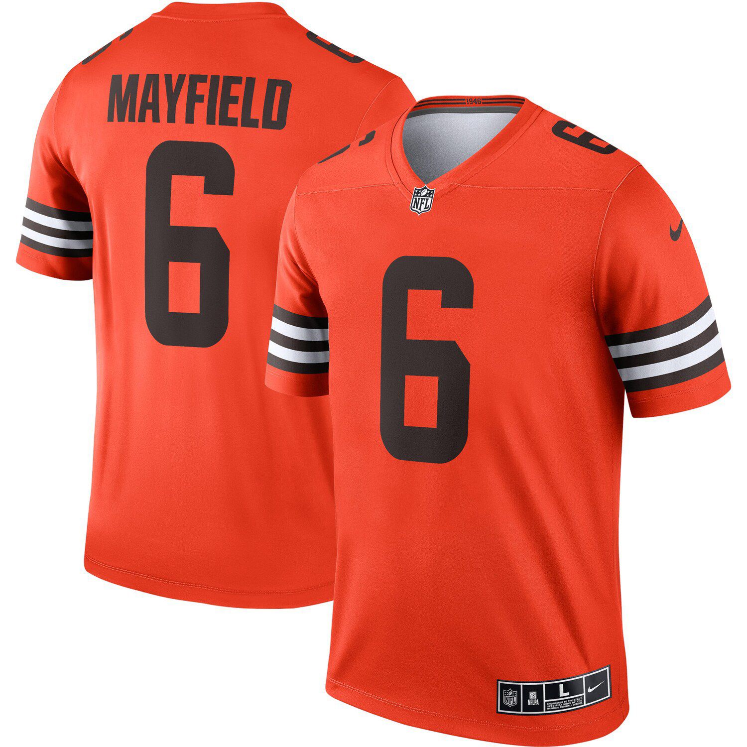 Nike, Shirts, Nike Baker Mayfield 6 Cleveland Browns Game Limited Onfield Jersey  White Xl