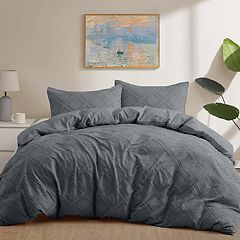 Best Home Fashion 3-Piece Dark Grey King Duvet Set Cotton in Gray | DUVET-EFI009-KG-DK.G