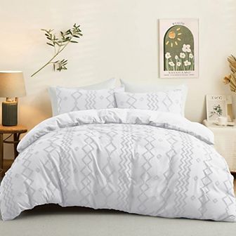 Unikome Ultra Soft Clipped Jacquard Duvet Cover Set Chic Home Bedding Duvet Cover