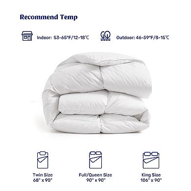 Unikome Fluffy Lightweight Down Duvet Insert, Cotton Cover, All Season Goose Down Bed Comforter