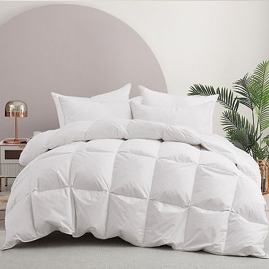 Unikome Fluffy Lightweight Down Duvet Insert, Cotton Cover, All Season Goose Down Bed Comforter