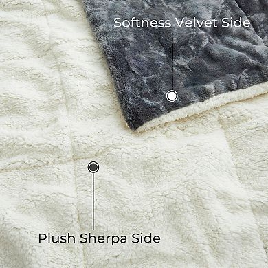 Unikome Classic Medium Weight Sherpa Ultra-Soft Reversible Down Alternative Comforter Set with Shams