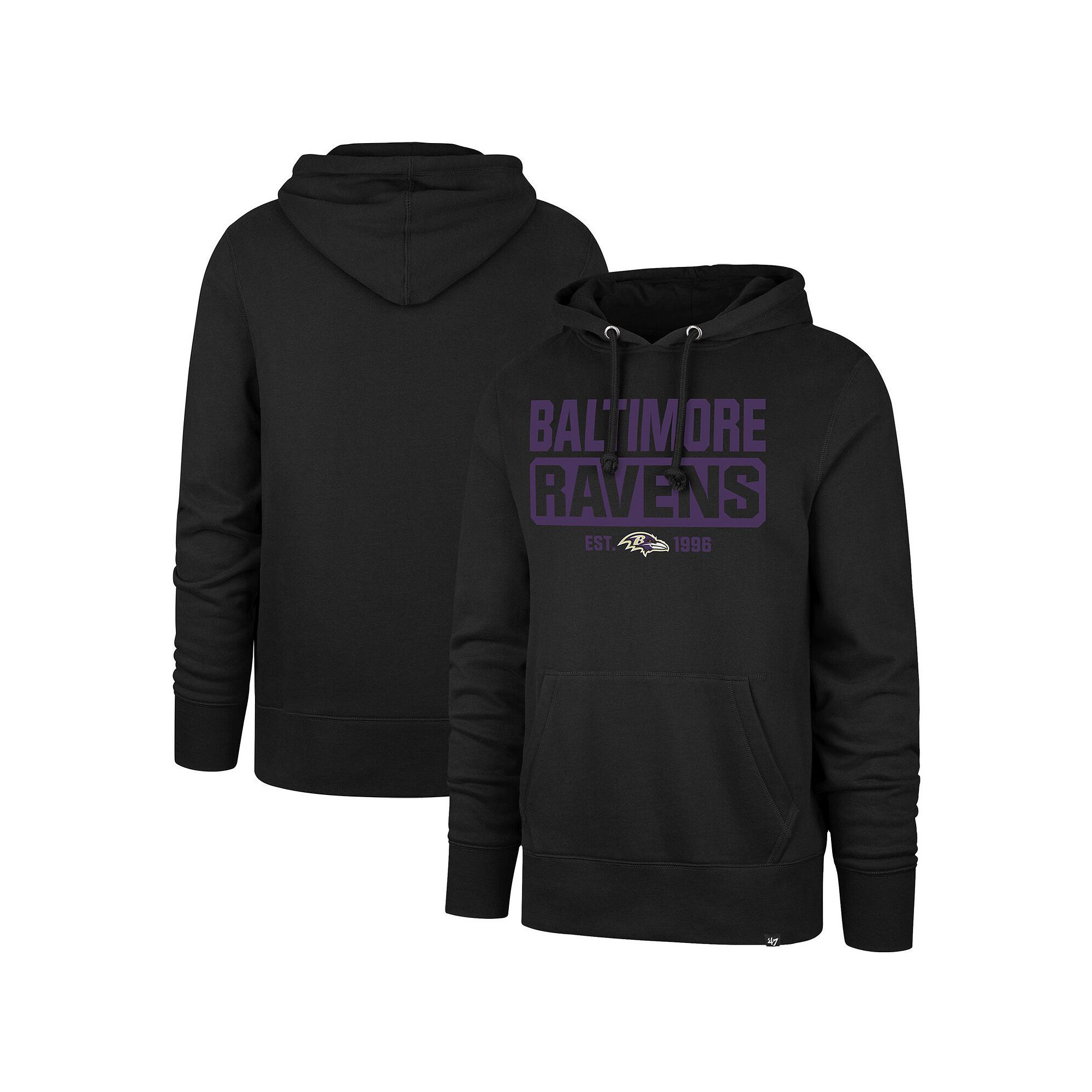 Mens 47 Black Baltimore Ravens Box Out Headline Pullover Hoodie, Size: Sm