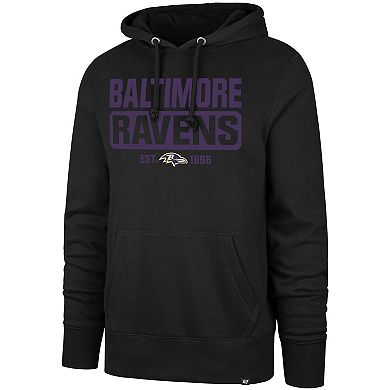 Men's '47 Black Baltimore Ravens Box Out Headline Pullover Hoodie